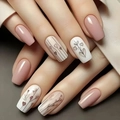 Nute-Rosa Herzstreifen-Aufdruck-Nägel Set mit elegantem, minimalistischem Finish - Eleganter Frischer Herz-Streifen-Stil (CW827) / Inklusive Gelee-Kleber und Nagelfeile