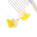 Cute yellow butterfly resin pendants with glitter and silver metal loops for DIY crafts - 1pc Yellow Resin Butterfly 14x19mm