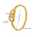 Detail view of gold stainless steel double ring bracelet with zircon and 6.0cm diameter - Gold Double Interlocking Loop Style (Z511)