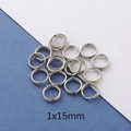 Macro shot of 1x15mm polished stainless steel double jump rings for DIY jewelry projects - 1*15mm Steel Color