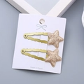 Sparkly gold glitter star hair clips for girls on display card for hair styling - One Pair / Champagne Star Pair