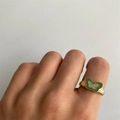 18K gold plated ring with double-layered green butterfly design worn on finger - US 7 / Green Butterfly