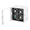 Automatic 4-slot watch winder in pearl white piano finish with carbon fiber interior - 4 Slots / White Lacquer & Black Fiber Interior