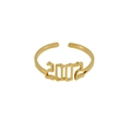 Adjustable golden stainless steel ring featuring cutout 2002 year date numeric design - One Size(Adjustable) / Gold-2002