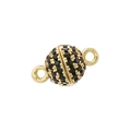 Close-up of golden connector buckle with black pavé crystals for jewelry making - 6mm Gold Black Zirconia