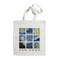 Van Gogh oil painting collage printed on white canvas tote bag with black handles - Mixed Van Gogh Collage
