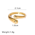 Minimalist 18k gold plated stainless steel open ring with 2.1cm diameter and 1.8g weight - Round Water Drop Ball Style (NB-R2023271) / Gold