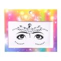 Silver self-adhesive face and body jewels with clear rhinestones on rainbow card - Style DE-6-3 / Transparent/Silver