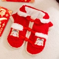 Red festive dog Tang suit with white fur trim and lion embroidery for New Year - XS / Red Sheep Tang Suit