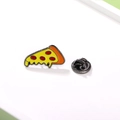 Cute metal enamel pizza slice badge with colorful pepperoni and black butterfly clasp - Pizza (CZ0581)