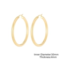 Orecchini a cerchio grandi 50mm in acciaio inossidabile dorato 18K con spessore 4mm - Oro Diametro Interno 50mm Spessore 4mm (KE62246-LO)