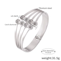 Polished titanium steel layered open cuff bracelet with tree of life charms in silver - Z158-Tree of Life Hollow-Steel Color