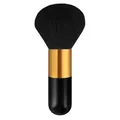 Portable kabuki brush with dense black synthetic bristles and a golden ferrule handle - Big Chubby Black Gold (Classic Black Hair)