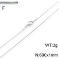 Collana a catena serpente in acciaio inox argento da 600 mm con chiusura a moschettone - Argento 1mm Larghezza 60cm Lunghezza (KN203575-Z)