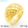 Brede 18K vergulde ring met gewatteerd ruitpatroon en 16mm bandbreedte - US 7 / Goud (KR110704-K)
