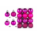 Detailed view of 24-piece rose red Christmas ball ornaments in mixed textures and packaging - Pumpkin Texture / Rose Red