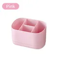 Pink multi-compartment desktop stationery organizer with 4-grid storage design - Pink (No Stickers)