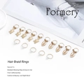 Pack of 15 gold hair braid rings with turtle, shell, and pearl charms on white background - Turtle Shell Artificial Pearl Pendant Hair Jewelry Set (B4127)