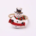 Servilletero dorado con muñeco de nieve de esmalte y pancarta navideña Let It Snow - Árbol de Navidad de cedro