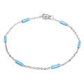 Bracelet chaîne argentée avec perles cylindriques bleu clair et fermoir mousqueton - Style Argent + Bleu Clair (KB165166-Z)