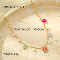 Schicke Goldwellenkette mit bunten Perlenblumen und weißen Perlen für Damenanhänger - 18K Gold / Bunte Blume (NMSN-E555-1)