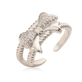 Anello a fiocco argento con micro zirconi e design a fascia aperta regolabile - Stile CE00826YH / Argento