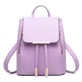 Fashionable lavender purple women backpack with gold hardware and drawstrings - Taro Purple