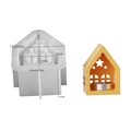 House-shaped silicone mold with yellow star-patterned candle resin house casting - Star House