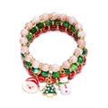 Vue détaillée du bracelet de Noël à 3 rangs avec breloques Père Noël, sapin et bonhomme - Rouge/Vert/Blanc (Père Noël/Arbre/Bonhomme de Neige)