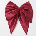 Large elegant red satin bow hair clip with a silky texture on white background - Oversized Satin Style / Burgundy