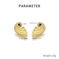 Detail of gold-plated stainless steel earrings with black glass and small white rhinestones - Black (KE118714-SP)