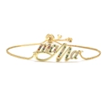 Adjustable gold Mama bracelet with colorful zircon stones in a box chain design - Gold/Multicolor