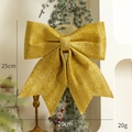Large 25cm gold glitter Christmas bow ornament with sparkling finish for tree decor - 20*25cm / Gold