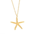 Collar de acero inoxidable bañado en oro de 18K con colgante de estrella de mar martillada - Estrella de Mar Martillada (Dorado) / Dorado