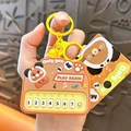 Mignon porte-clés mini piano marron avec personnage d'ours et touches numérotées - Pendentif Piano Panda / Jaune
