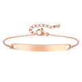 Minimalist rose gold stainless steel bar bracelet with adjustable chain and lobster clasp - Rose Gold