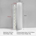Spiral candle silicone mold and white wax pillar with dimensions 4x4x21cm and weight 238g - Long Braided Rope Style (J-0823)