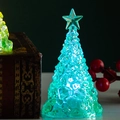 Mini glowing crystal Christmas tree light with ice texture and blue LED glow - Green Christmas Light
