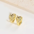 Makroaufnahme goldener Leoparden-Ohrringe mit weißen und grünen Zirkonia-Steinen - Weißer Leopard-Kopf (ES2731白锆狼)