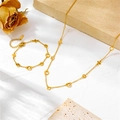 Goldenes Schmuckset mit vierblättrigem Kleeblatt-Anhänger, Halskette und Armband - Halskette + Armband Set (D504-M104) / Gold