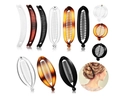 Banana hair clip set in black, white, and amber resin for stylish updo hairstyles - Set 11 (110g)