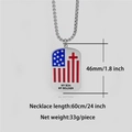 US flag cross dog tag necklace for son with 60cm chain length and 46mm pendant size - Pendant Only / USA Flag 2 (Cross Dog Tag)