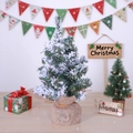 Mini albero di Natale innevato con base in juta e decorazioni festive da tavolo - Albero di Natale Innevato 20cm