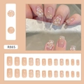 Faux ongles courts carrés dégradé rose avec fleurs de marguerite, ensemble de 24 pièces - Style Douce Petite Fleur Avec Colle (R865)