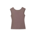 Damen Ärmelloses Strickoberteil mit Rundhalsausschnitt in Mauve, Slim Fit Design - S / Camel