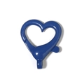 Detailed close-up of a blue heart-shaped lobster clasp hook with a glossy lacquer finish - Small / Dark Blue
