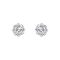 Eleganti orecchini a lobo a nodo in argento S925 con cristalli di zircone rotondi - E4033 Quadrifoglio fiore orecchini a lobo
