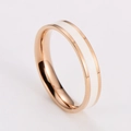 Anello minimalista in smalto bianco e acciaio inossidabile oro rosa con finitura lucida - Smalto Bianco Oro Rosa