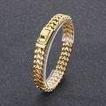 Detalle de una pulsera de cadena dorada de acero inoxidable con eslabones en forma de V - Color Dorado (KB185284-KJX)