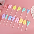 Macaron color Happy Birthday alphabet candles with white stakes for cake decoration - Colorful Letter Candle